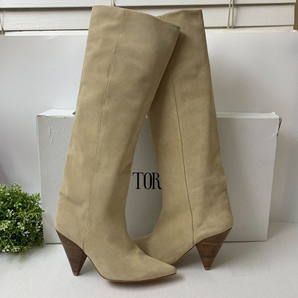 Toral Knee High Boot Size 40EU / 9US in Sand Suede Triangular Heel $435